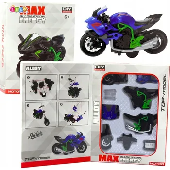 autíčko Motorka ke Sestavení Skládání Kovová 1:14 DIY Zeleno-Modrá