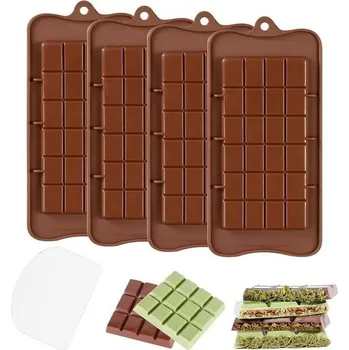 Betonová forma YXHZVON Forma na hlubokou čokoládu, 4 kusy formy na čokoládu s 1 škrabkou, bez BPA, formy na