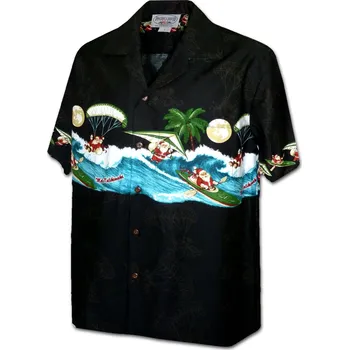 Pánská košile Pacific Legend Černá havajská košile s klasickým motivem Santy na moři Velikost: L