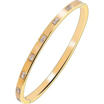Náramek Pozlacený náramek JJDreams z nerezové oceli o průměru 4 mm s obdélníkovým kubickým zirkonem a