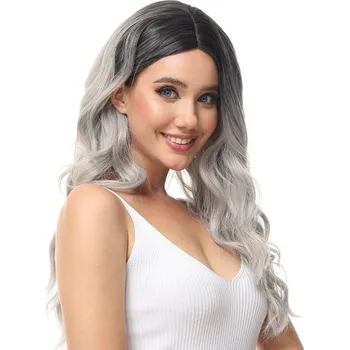Paruka Luxiremi Šedá paruka Přírodní vlasy 65 cm