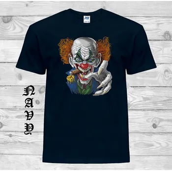 levne-bavlnene-tricko-potisk-zly-klaun Barva: Navy - tmavě modrá, velikost: 5XL