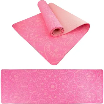 podložka na cvičení Výprodej - Podložka LIFEFIT® YOGA MAT MANDALA DUO, 183x58x0,6cm, růžová