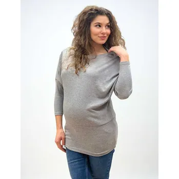 Těhotenský svetr Těhotenský a kojicí svetr Jamila - šedý, 7/8 rukáv Velikost: M
