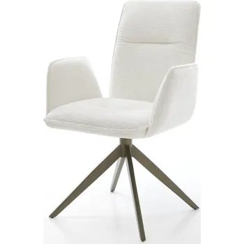 Jídelní židle DELIFE Jídelní židle Vinja-Flex bouclé měkký béžová křížová podnož široká titanová barva 360° otočný houpací funkce