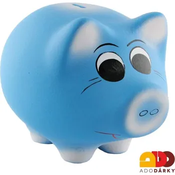 Pokladnička Pokladnička prasátko střední modré 24 cm (Tradiční pokladnička ve tvaru prasátka)