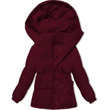 Dámská zimní bunda ve vínové bordó barvě s kapucí (5M3169-1) odstíny červené S (36)