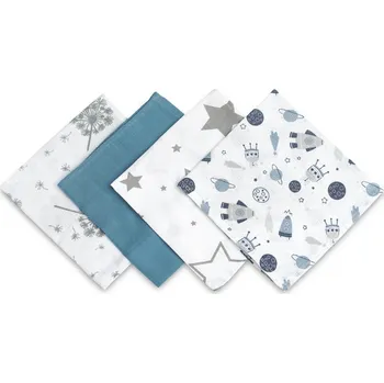 Přebalování Mušelínová plenka modrá bal 4 ks 35x35cm