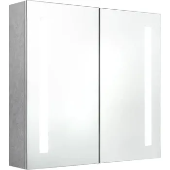 Šatní skříň Koupelnová Skříňka Se Zrcadlem A LED Osvětlením Šedá 62x14x60