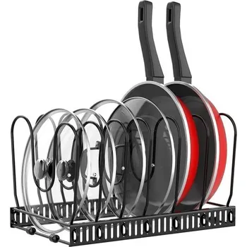 Věšák Housolution Držák pánve pro zásuvku, rozšiřitelný držák poklice hrnce se 7 nastavitelnými