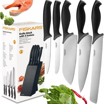 Kuchyňský nůž FISKARS CONTROL 1073023 Sada 5 kuchyňských nožů v černém bloku