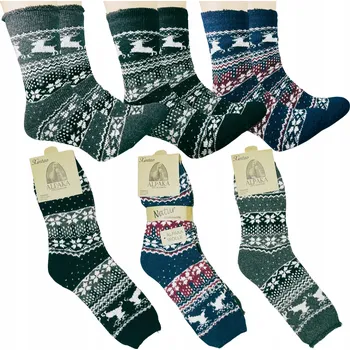 Pánské ponožky 3x Pánské ponožky Zimní Vlněné Alpaka TEPLÉ PONOŽKY 39-42