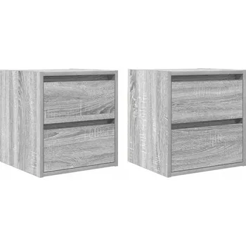 Noční stolek Nástěnné noční stolky 2 ks Šedá Sonoma 38x34x40 cm