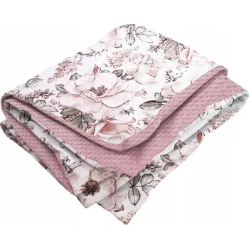 Prostěradlo Oboustranný přehoz 115x200 BAVLNA + Minky fleece Květiny Pivoňky