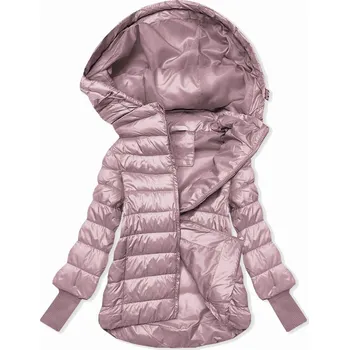 Krátká růžová dámská bunda s úpletovými stahovacími lemy (P22/P3-6636/P3-6023-52) odstíny růžové 52