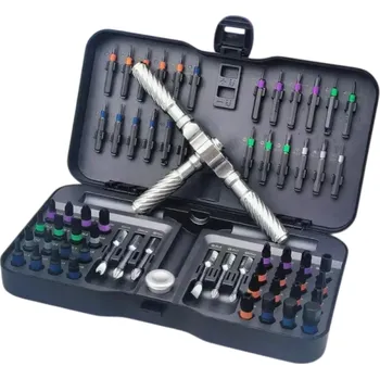 Sada nářadí Sada 62 kusů bitů s magnetickou ráčnovou rukojetí ve tvaru T v kufříku pro opravy elektroniky, nábytku a drobné techniky