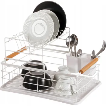Odkapávač na nádobí ODKAPÁVAČ NA NÁDOBÍ DVOUÚROVŇOVÝ ODKAPÁVAČ NA PŘÍBORY A TALÍŘE BÍLÝ