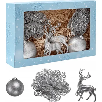 Vánoční dekorace Vánoční Baňky v sadě jelen, mozaika, vánoční koule, černá