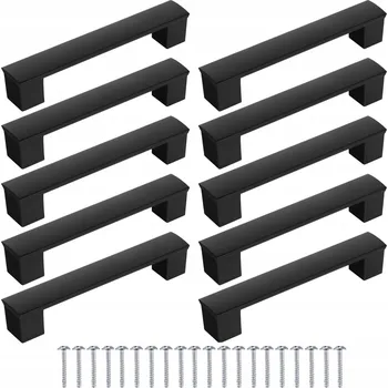 Nábytkové kování Nábytková úchytka černá, sada 10 Ks, UC128, rozteč 128 mm na skříňky + vruty