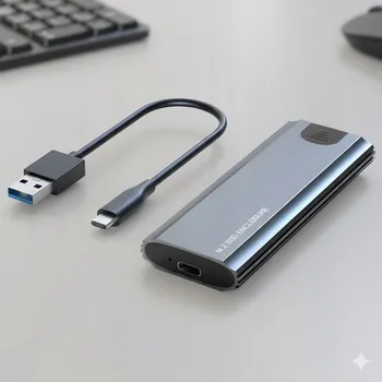 Externí adaptér SSD M.2 USB-C 10 Gb/s pro SATA a NVMe disky, hliníkový