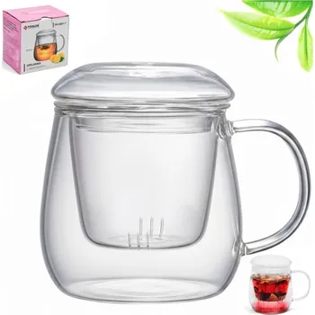 Hrnek sklo 350ml s filtrem a víčkem TRG5001