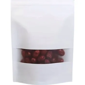 Sáček na potraviny Papírový Sáček Doypack Bílý 20x12cm 200 Ml Malé Okénko Sada 50 Ks.