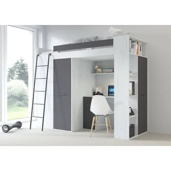 Dětská postel Multifunkční patrová postel Vera - Levá, lamino craft bílý - grafit