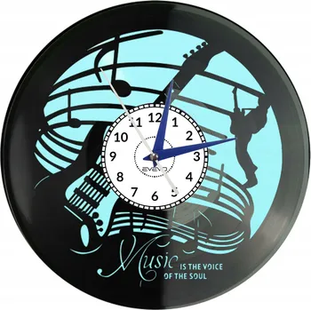 Hodiny Jazzová Hudba Kytara Hodiny Pro Milovníky Hudby Nástěnné Hodiny Vinylová Deska Moderní