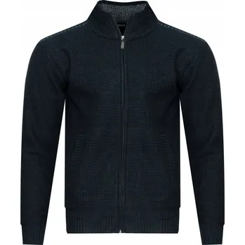 Pánský svetr PÁNSKÝ SVETR NA ZIP - S8627 GRANATOWY rolák klasický teplý elegantní