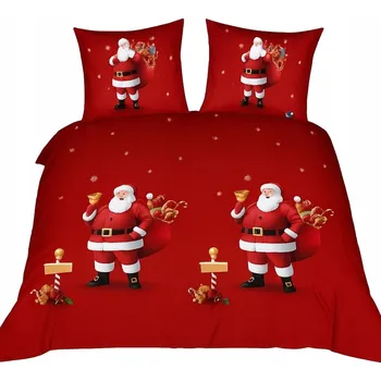 Povlečení SADA POVLEČENÍ POVLAKU 160x200 + 2 POVLAKY NA POLŠTÁŘE S VÁNOČNÍM VZOREM 1 3 Č. SILNÁ