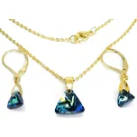 Ocelová souprava Swarovski zlacená modrá Swenny - 45 cm