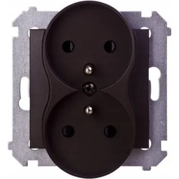 Elektrická zásuvka Dvojitá zásuvka s uzemněním Kontakt elektrický hnědá Simon 54