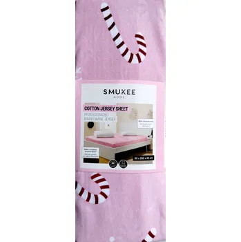 Prostěradlo Prostěradlo z bavlněného jersey s gumičkou Smukee 90x200x25 cukrové hůlky