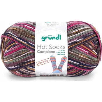 Příze Příze na ponožky Gründl Hot Socks Campione 4-nitková 6400-04