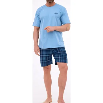 Pánské pyžamo Pánské pyžamo Cornette 326/316 North, 3 vel. S (44), kostkované, modro-tmavě námořnická modrá