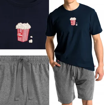 Pánské pyžamo ATLANTIC pánské pyžamo krátký rukáv krátké kalhoty wl25 POPCORN NMP šedá L
