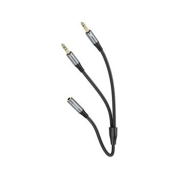 Audio redukce Kabel AUX 2v1 Jack 3,5 mm (samice) na 2× Jack 3,5 mm (samec) Hoco 0,25 m UPA21 šedý - Hoco + zdarma možnost vyzkoušet a vrátit zboží do 30 dní