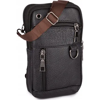 Ledvinka Malá kožená kapsička/pouzdro na doklady a pas, 2 přihrádky, černá