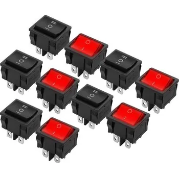 YAODHAOD 10 ks kolébkových spínačů 12V 48V 250V 10A přepínač 6 pinů 3 rychlostní stupně černá a 2