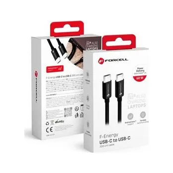 Kabel USB-C – USB‑C Forcell F‑Energy QC4.0 PD 3A 60W 3 m černý - Forcell + zdarma možnost vyzkoušet a vrátit zboží do 30 dní