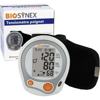 BIOSYNEX - Elektronický tlakoměr na zápěstí - Měří krevní tlak a srdeční frekvenci - Detekce