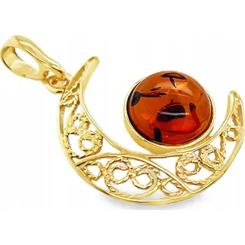 Přívěsek PŘÍVĚSEK stříbrný pozlacený PŘÍVĚSEK JANTAR měsíc FILM ZLATÝ