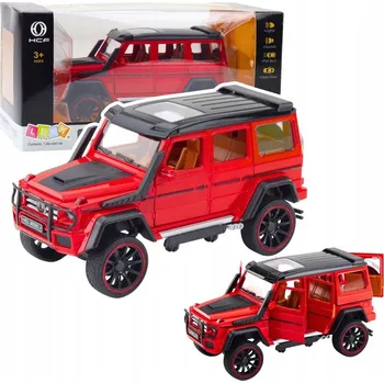autíčko Terénní auto kovové s pohonem Pull-Back, otevírací dveře, červené, 1:22