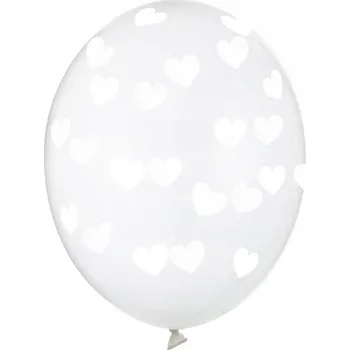 Balónek Balónky transparentní srdíčka 30 cm 6 ks bílé