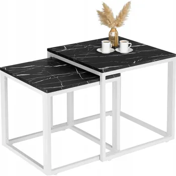 Konferenční stolek Konferenční stolek LoftInspired čtvercový 50 x 50 x 50,5 cm bílý, černý
