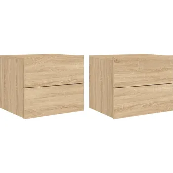 Noční stolek VidaXL Nástěnné noční stolky s LED osvětlením 2 ks dub sonoma