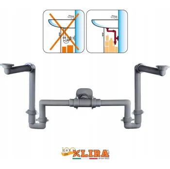 Sifon Dvojitý umyvadlový sifon šetřící místo Spazio Bagno šedý Lira