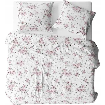 Povlečení Krepové povlečení 180x200 bílá pudrově růžová květina Bielawa KARO
