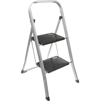 Žebřík Ocelové stupně 2 stopy stříbrné / černé