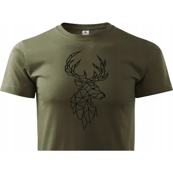 Lovecká tričko T-shirt do lesa GEOMETRICKÝ JELEN dárek pro Lovce